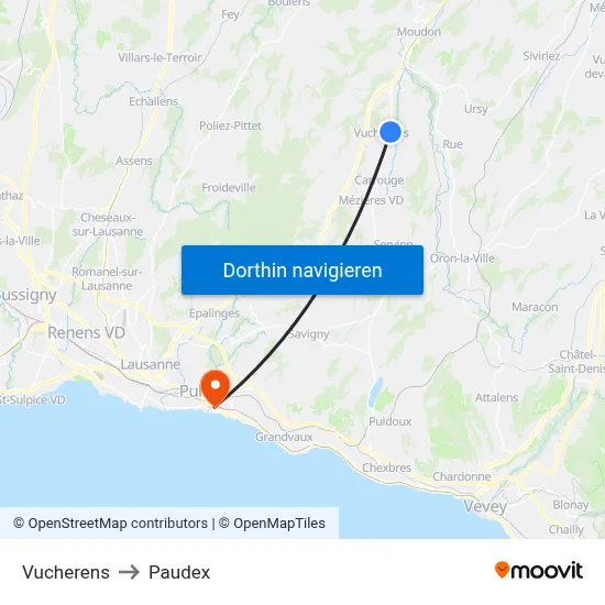 Vucherens to Paudex map