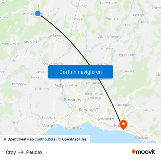 Croy to Paudex map