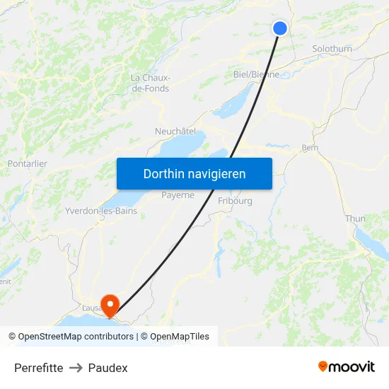 Perrefitte to Paudex map