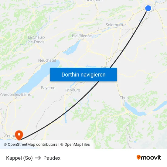 Kappel (So) to Paudex map