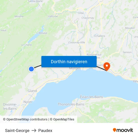 Saint-George to Paudex map
