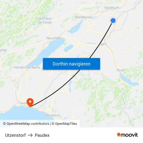 Utzenstorf to Paudex map