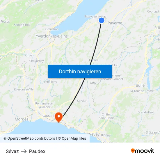 Sévaz to Paudex map