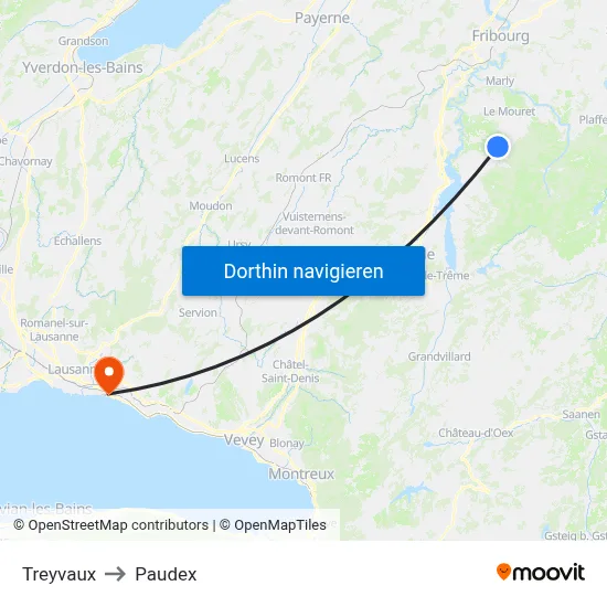 Treyvaux to Paudex map