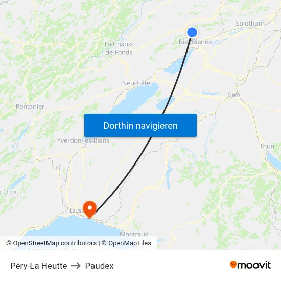 Péry-La Heutte to Paudex map