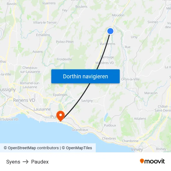 Syens to Paudex map