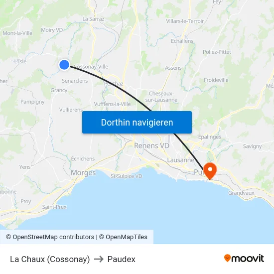 La Chaux (Cossonay) to Paudex map