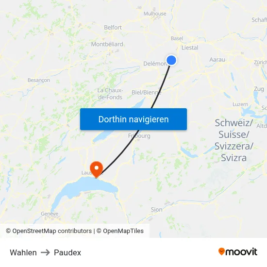 Wahlen to Paudex map