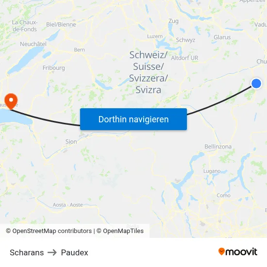 Scharans to Paudex map