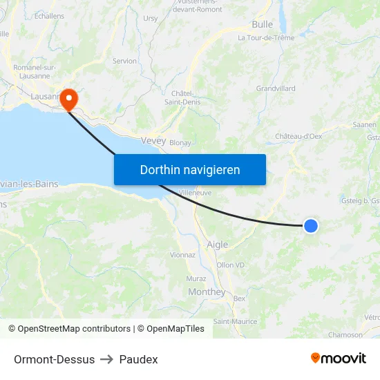 Ormont-Dessus to Paudex map