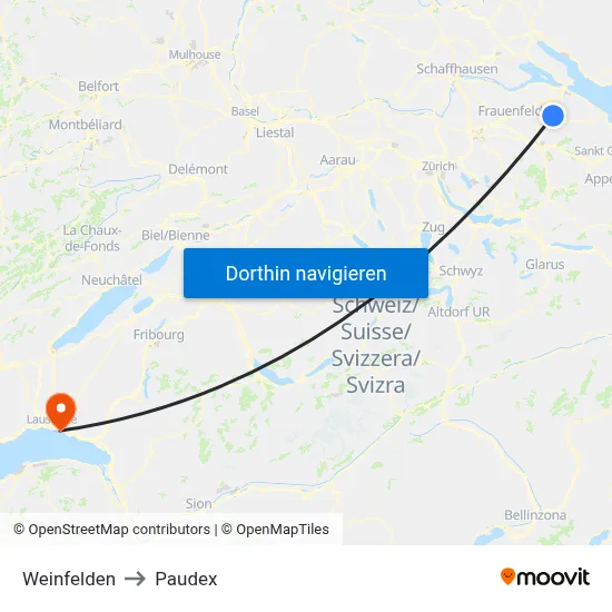 Weinfelden to Paudex map