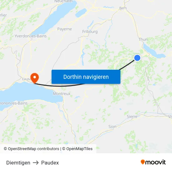 Diemtigen to Paudex map