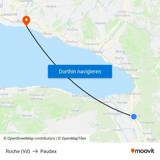 Roche (Vd) to Paudex map