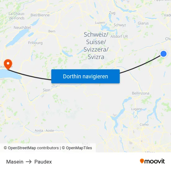 Masein to Paudex map