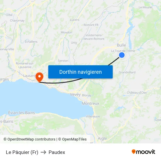 Le Pâquier (Fr) to Paudex map