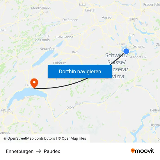 Ennetbürgen to Paudex map