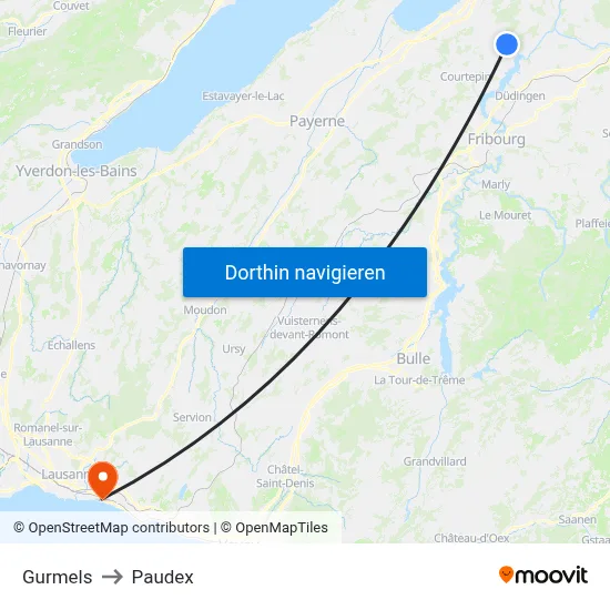 Gurmels to Paudex map