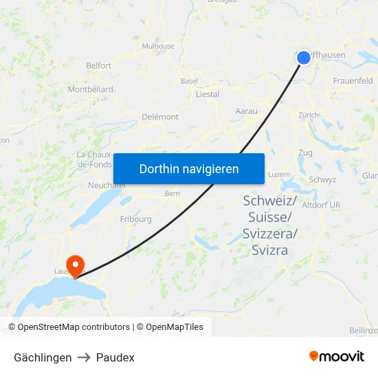 Gächlingen to Paudex map