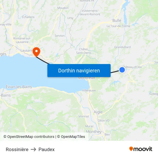 Rossinière to Paudex map