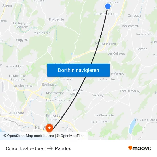 Corcelles-Le-Jorat to Paudex map