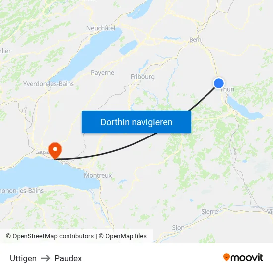 Uttigen to Paudex map