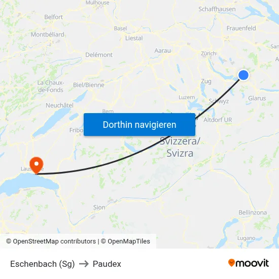 Eschenbach (Sg) to Paudex map