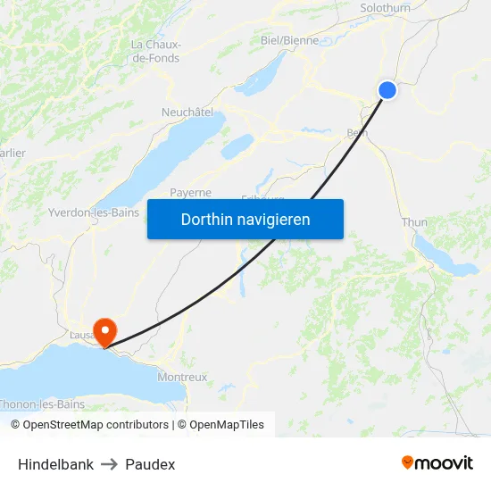 Hindelbank to Paudex map