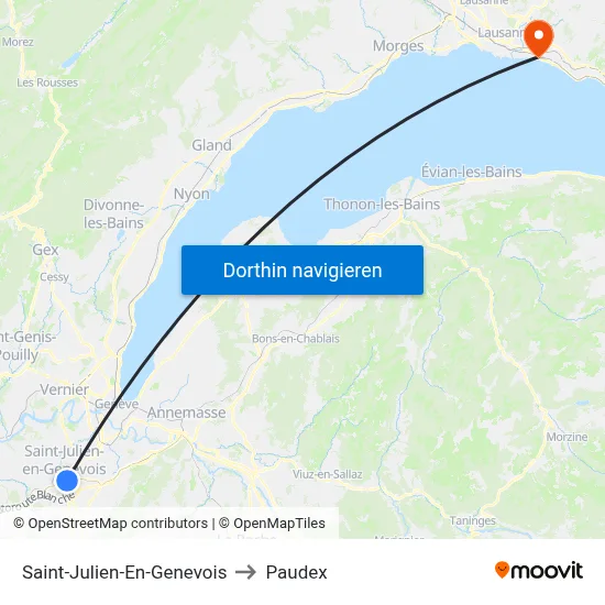 Saint-Julien-En-Genevois to Paudex map