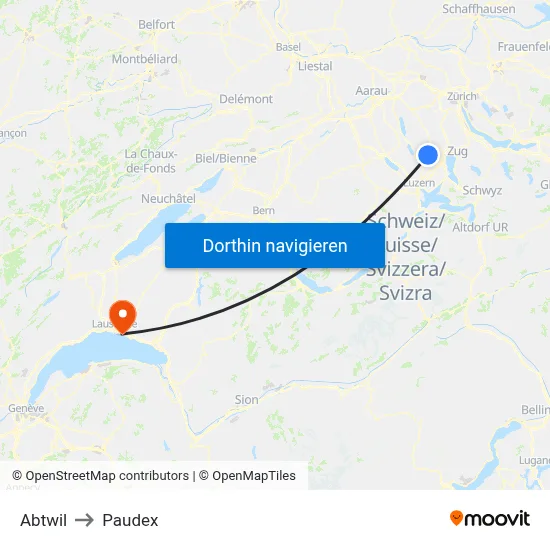 Abtwil to Paudex map