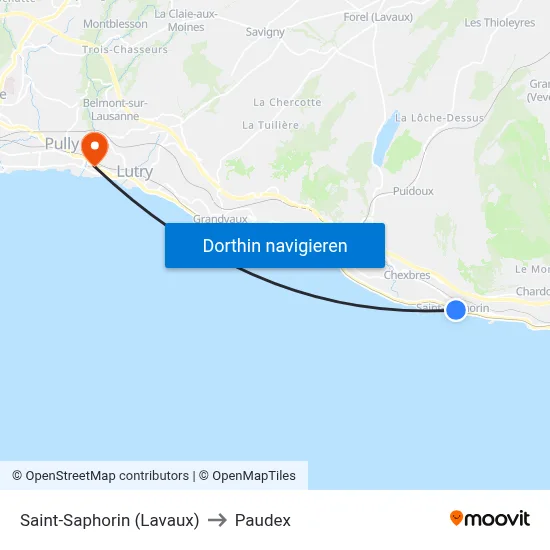 Saint-Saphorin (Lavaux) to Paudex map