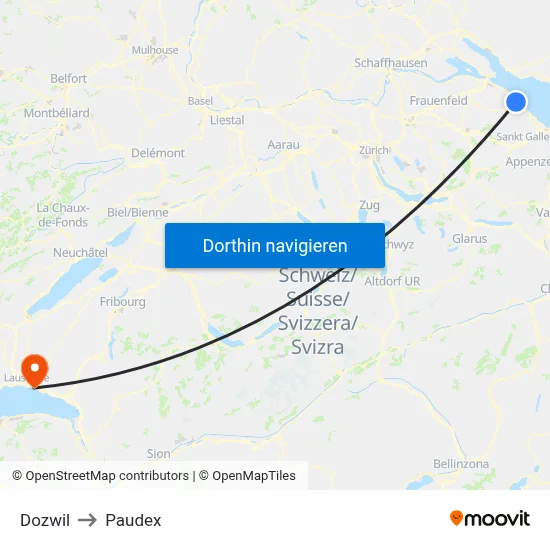 Dozwil to Paudex map