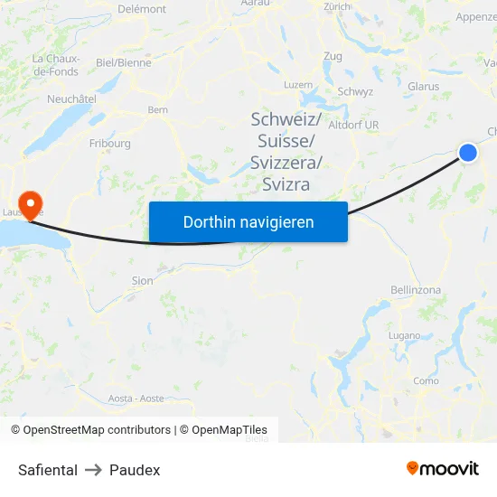 Safiental to Paudex map