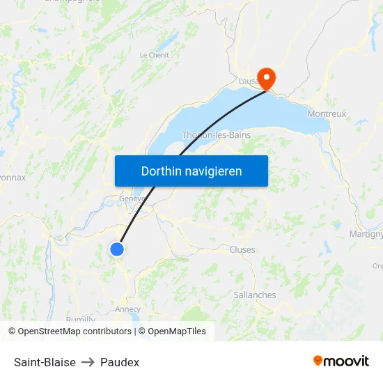 Saint-Blaise to Paudex map