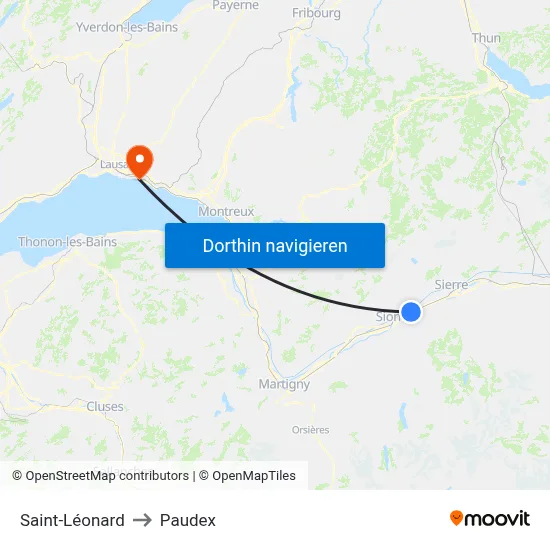 Saint-Léonard to Paudex map