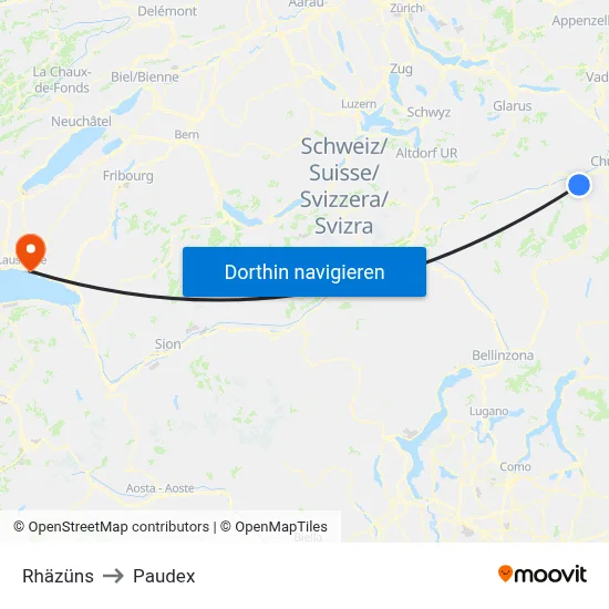 Rhäzüns to Paudex map