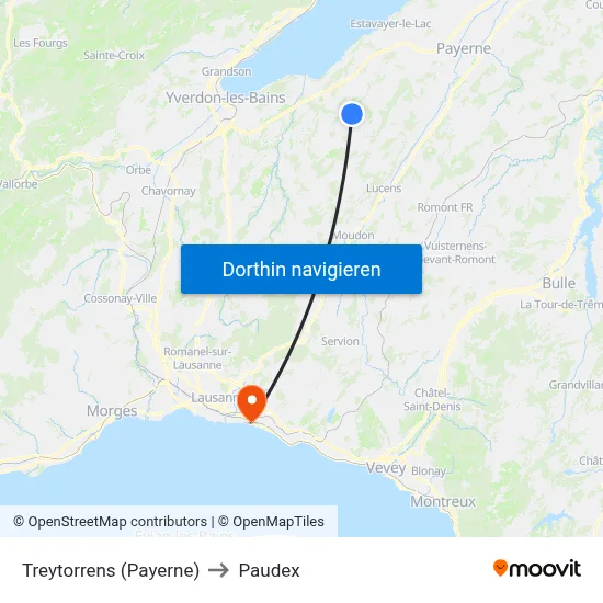 Treytorrens (Payerne) to Paudex map