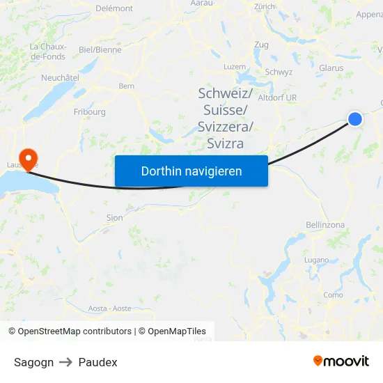 Sagogn to Paudex map