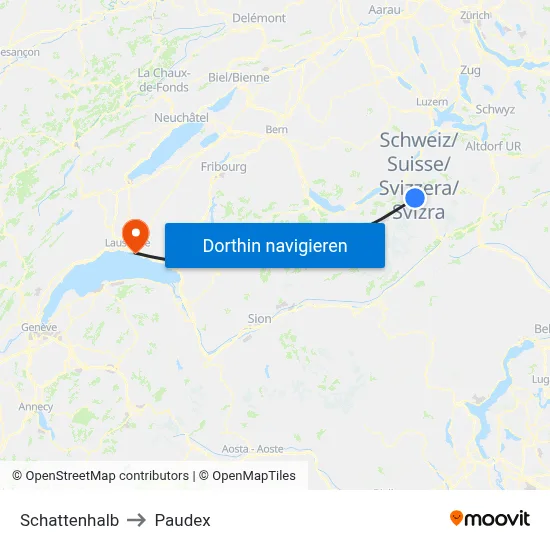Schattenhalb to Paudex map