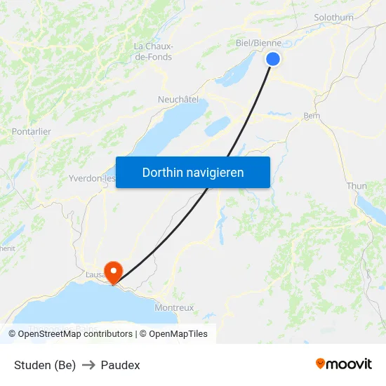 Studen (Be) to Paudex map