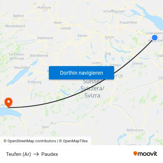 Teufen (Ar) to Paudex map