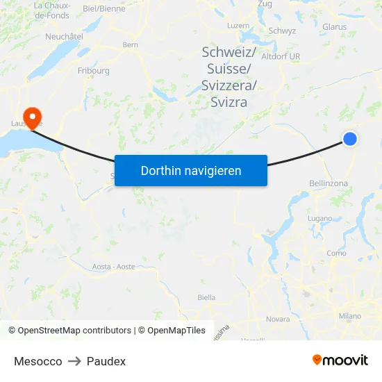 Mesocco to Paudex map