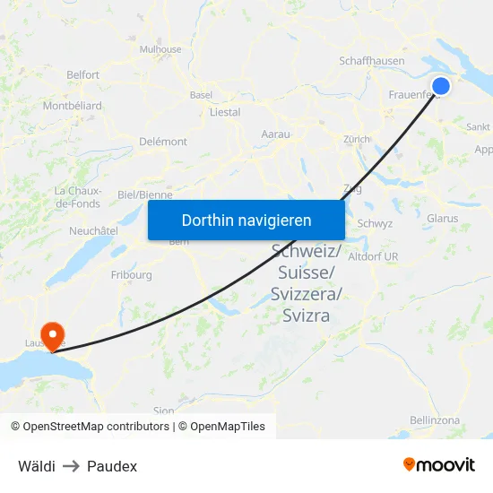 Wäldi to Paudex map