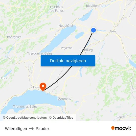 Wileroltigen to Paudex map