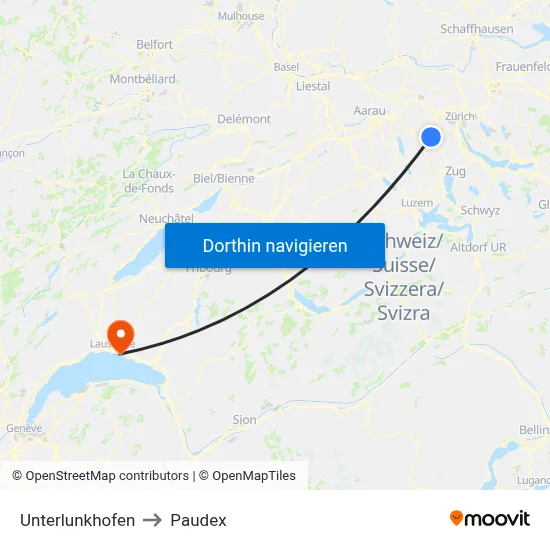 Unterlunkhofen to Paudex map