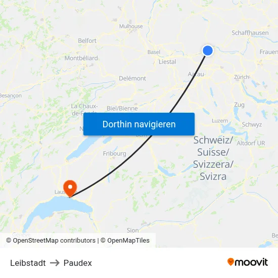 Leibstadt to Paudex map