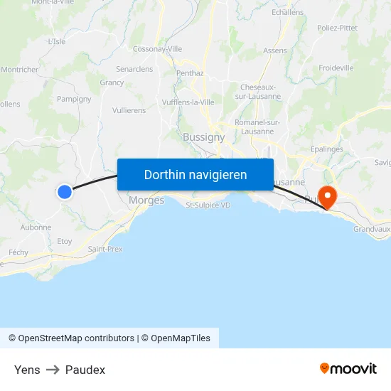 Yens to Paudex map