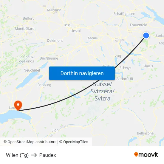 Wilen (Tg) to Paudex map
