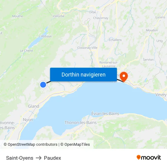 Saint-Oyens to Paudex map