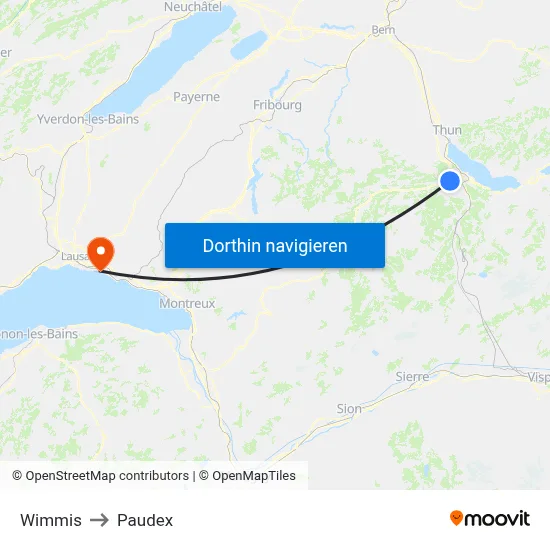 Wimmis to Paudex map