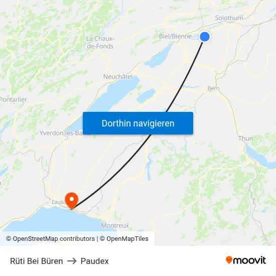 Rüti Bei Büren to Paudex map